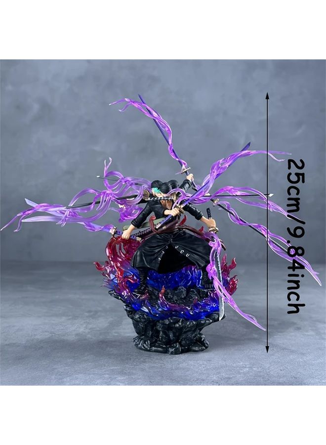 One Piece Zoro Anime Figure 9.84 Inch Three Headed Nine Bladed Rope Action Statue - Image 2
